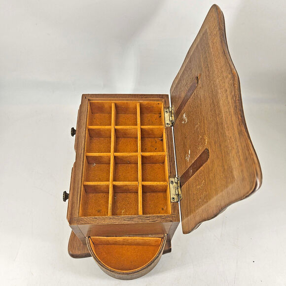 Vintage Wood French Provincial style Jewelry Box w secret compartments - Picture 4 of 7